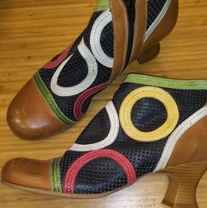 Vladi Ankle Boot Heels 40 | 9.5 Multi Laser Cut Leather Geo Made in Venice Italy